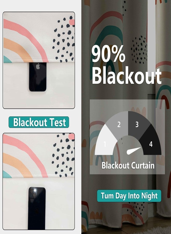chiinvent Blackout Rainbow Curtains for Kids Cute Rainbow Room Darkening Window Curtains Decorative Cartoon Black Out Curtain for Girls Bedroom Nursery, C1, 42" x 63", 2 Panels (90% Blackout) - Image 2