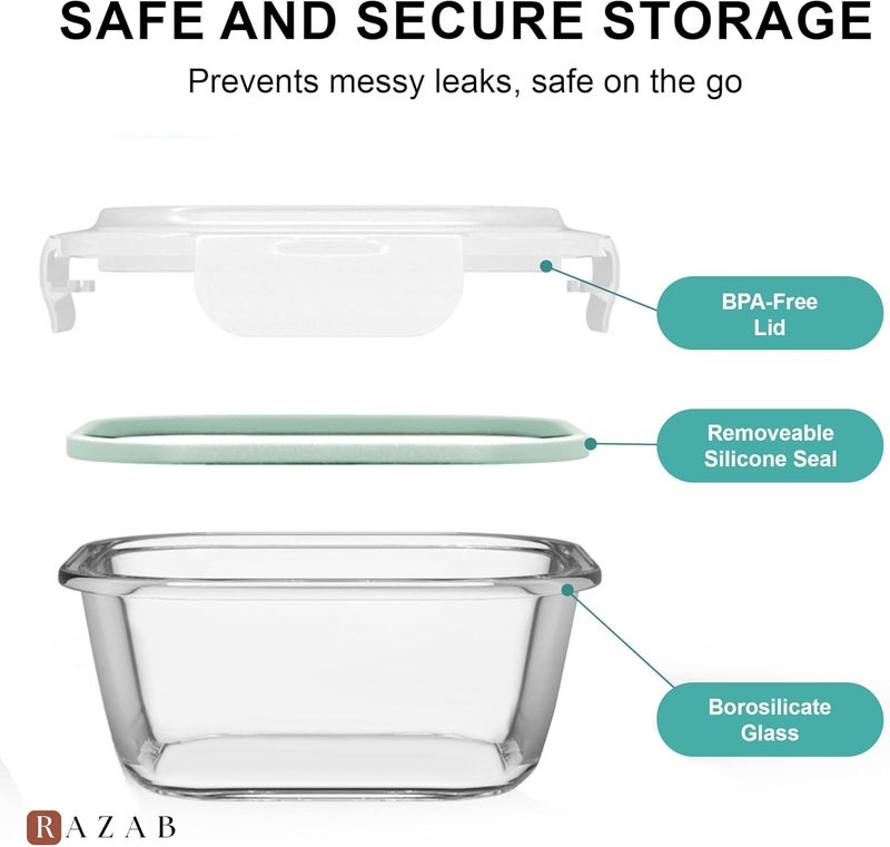 Razab Extra Large Glass Food Storage Containers Set - 6 Pieces with Airtight Lids - Image 4