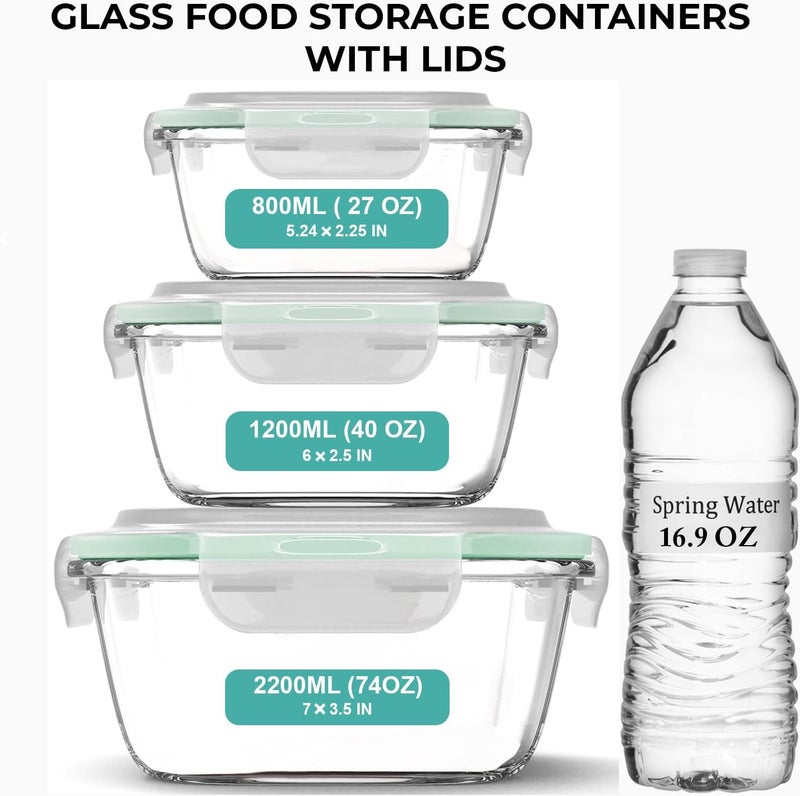 Razab Extra Large Glass Food Storage Containers Set - 6 Pieces with Airtight Lids - Image 2