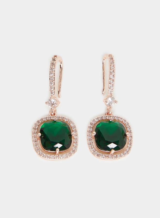 Styli Big Faux Green Diamond Earrings - Image 1