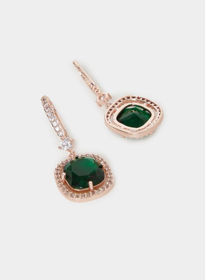 Styli Big Faux Green Diamond Earrings - Image 3