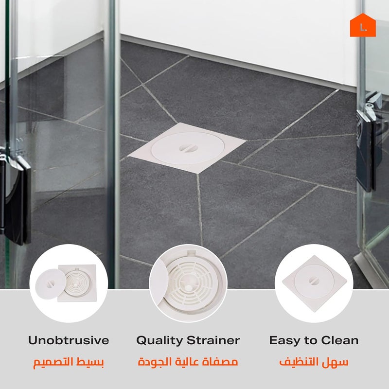 BMB TOOLS Plastic Floor Drain Set of 3-15x15cm Square Drain Cover with Strainer -Waterproof Anti-Clog Design for Bathrooms Kitchens Outdoor Use -Easy Installation and Maintenance for Home Improvement - Image 3