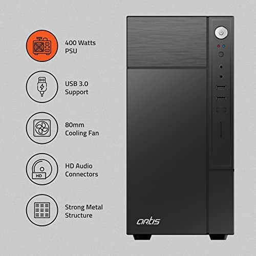 Artis 2220 3.0C Computer Cabinet Support Micro ATX Motherboard, 1 x 80mm Fan with 400W Power Supply - Image 2