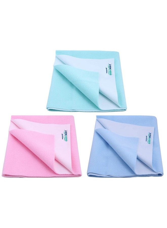Newnik - Baby Dry Sheets For Baby Rubber Sheet For Baby Baby Mat Waterproof Baby Bed Protector Waterproof Combo Pack (Small Seagreenpinkskyblue) - Image 1