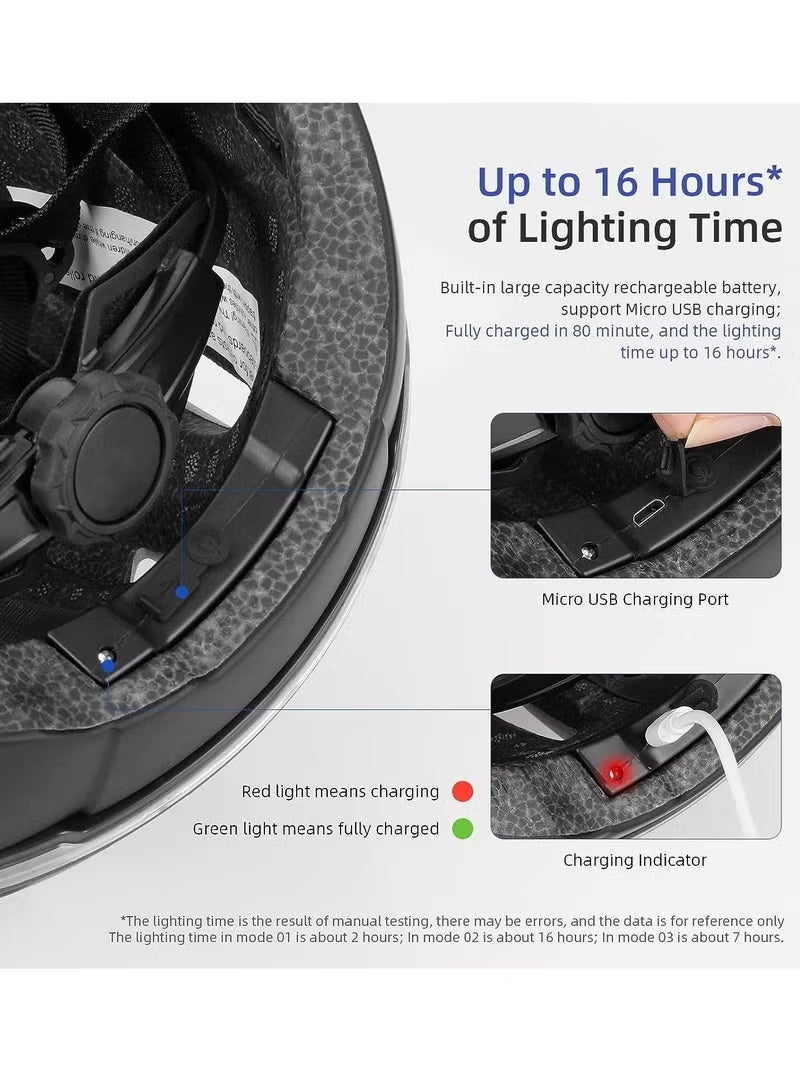 ULIP Smart Bicycle Helmet with Front Rear LED Light Detachable Visor and Lining for Adults Men Women Bike Skateboard Cycling Roller Scooter Commute Black - Image 3