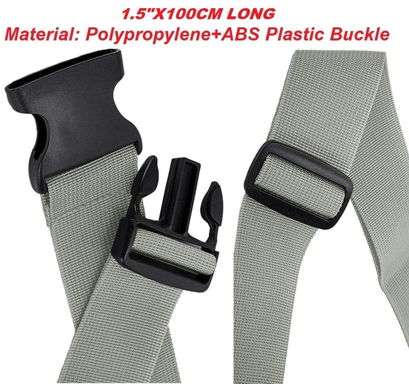 BASRI Add a Baggage Belt Strap 1.5" x1Mtr for Luggage Bags Unisex Connect Your 3 luggages 2 Pack (Grey) - Image 2