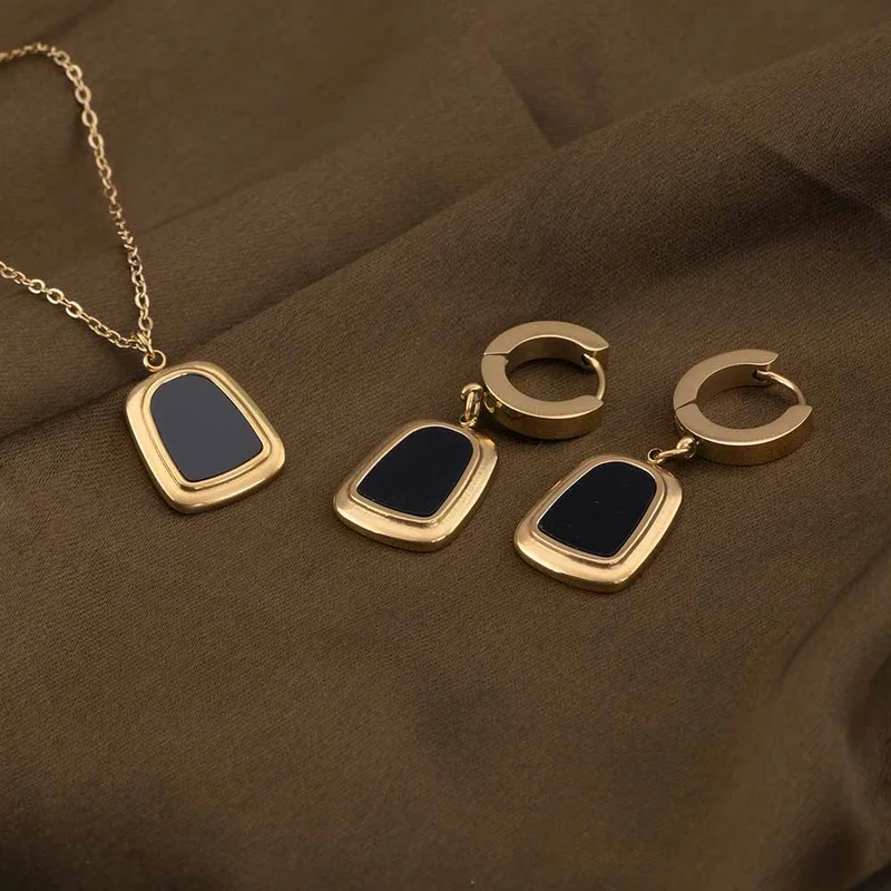 Palmonas PALMONAS 18k Gold Plated Black Onyx Set for Women