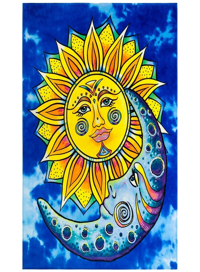 Beachland Sun and Moon 54 x 68 inch 100% Cotton - Printed Velour and Terry - Family Size (Sun and Moon, 1 Towel) - Image 1