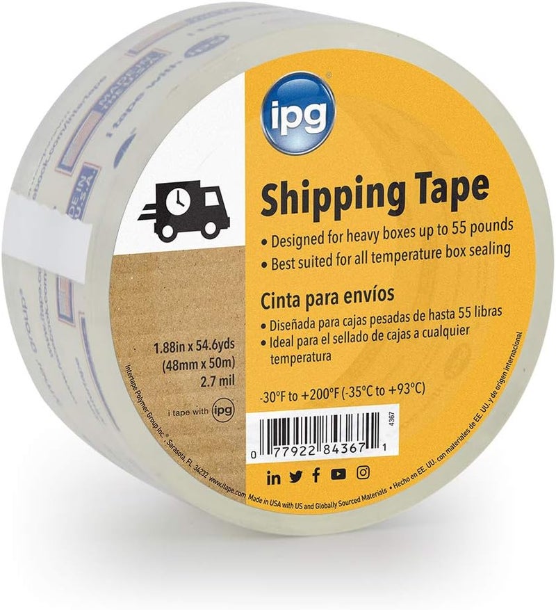 IPG Clear Shipping Tape - Heavy Duty, 1.88" x 54.6 yd, Ideal for All Temperature Box Sealing - Image 1