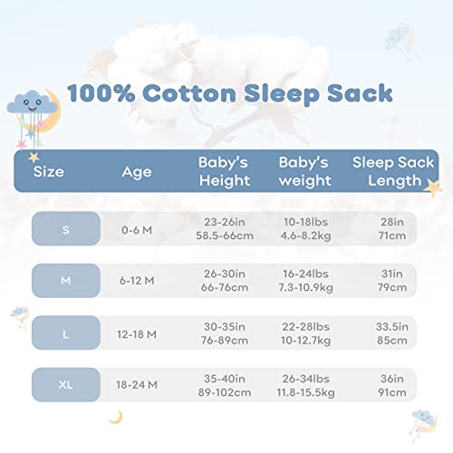 Yoofoss Baby Sleep Sack 0-6 Months Baby Wearable Blanket 100% Organic Cotton 2-Way Zipper TOG 0.5 Toddler Sleeping Sack 3 Pack, Comfy Soft Lightweight(Small) - Image 4