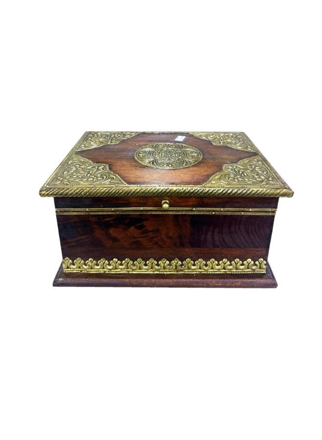 Latas Solid Wood & Brass Work Jewelry Box For Women, Wooden Jewelry Box Organizer Box Of Solid Wood For Jewelries, Watches, Necklace, Ring, Storage Box (BIG) - Image 2