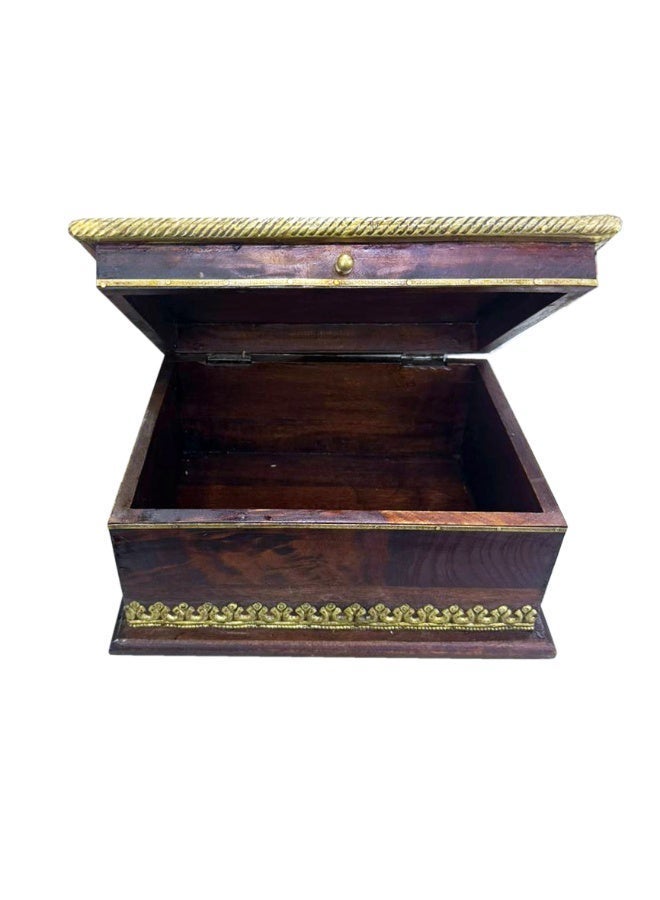 Latas Solid Wood & Brass Work Jewelry Box For Women, Wooden Jewelry Box Organizer Box Of Solid Wood For Jewelries, Watches, Necklace, Ring, Storage Box (BIG) - Image 1