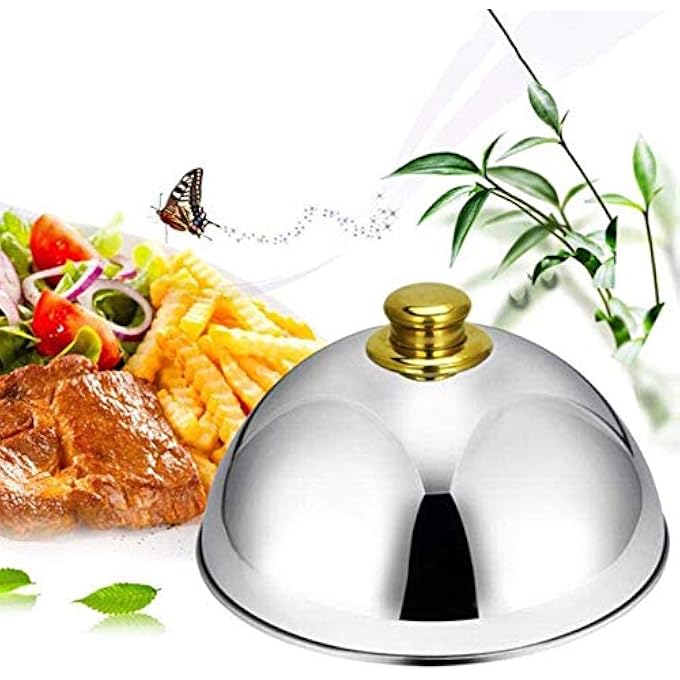 Zerodis 10Inch Dome Dish Lid With Thicken Edges And Handle Design Suitable For Centralized Heating Or Melting Cheese Made Of Premium 304 Stainless Steel For Home Restaurant Kitchen Silver - Image 5