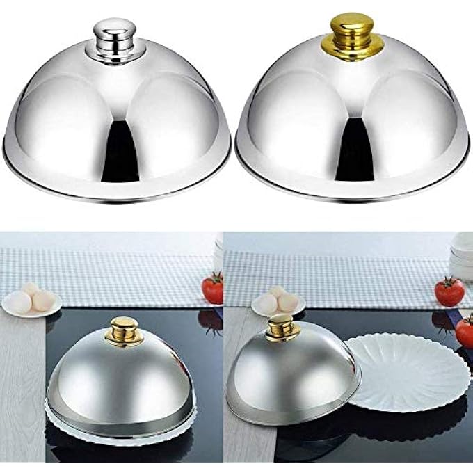 Zerodis 10Inch Dome Dish Lid With Thicken Edges And Handle Design Suitable For Centralized Heating Or Melting Cheese Made Of Premium 304 Stainless Steel For Home Restaurant Kitchen Silver - Image 1