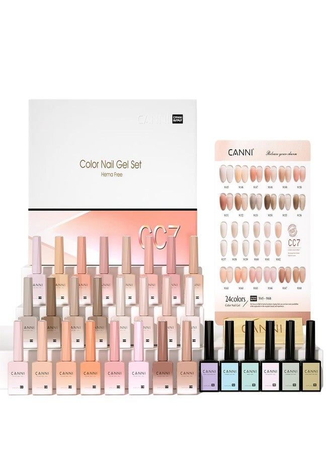 CANNI CC7 30 Pcs 9ML Hema-Free Jelly Gel Nail Polish Set with Base Top Coat- Jelly Nude Pink Translucent Gel Polish Colors Kit, Soak Off LED Nail Manicure Kit DIY at Home Salon Gifts - Image 1