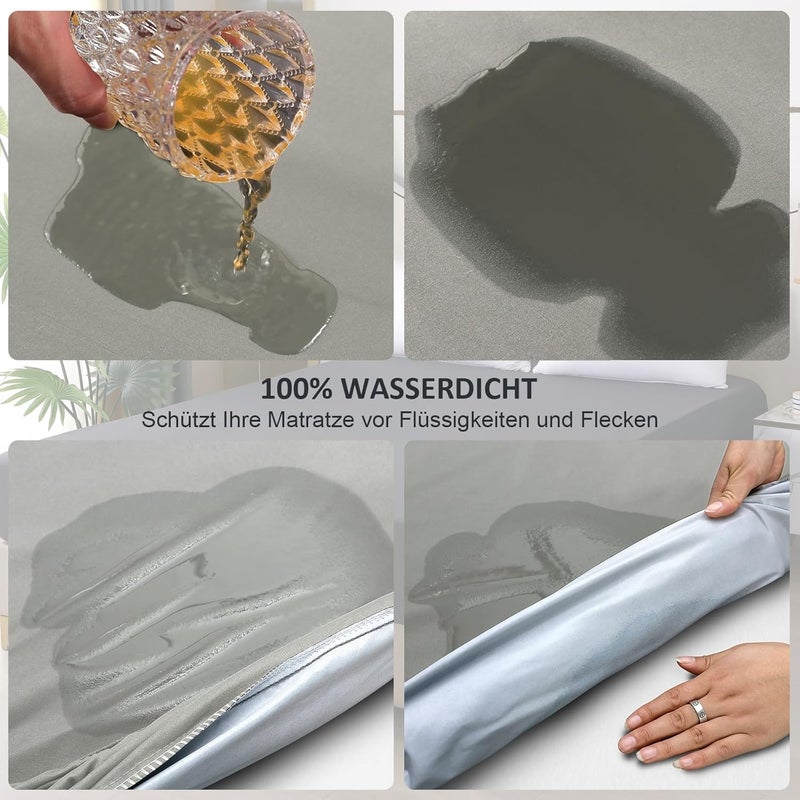ohano Waterproof Mattress Protector 180 x 200 cm Fitted Sheet, Waterproof and Breathable Mattress Cover, Incontinence Pad, Moisture Protection Bed Sheet, Fitted Sheet, for All Seasons, Grey - Image 3