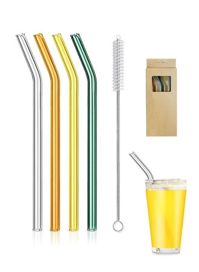 Glass Straws Set, 5 Pieces - 4 x Straws, 1 x Brush, Suitable for Drinking and Juice  - Image 1