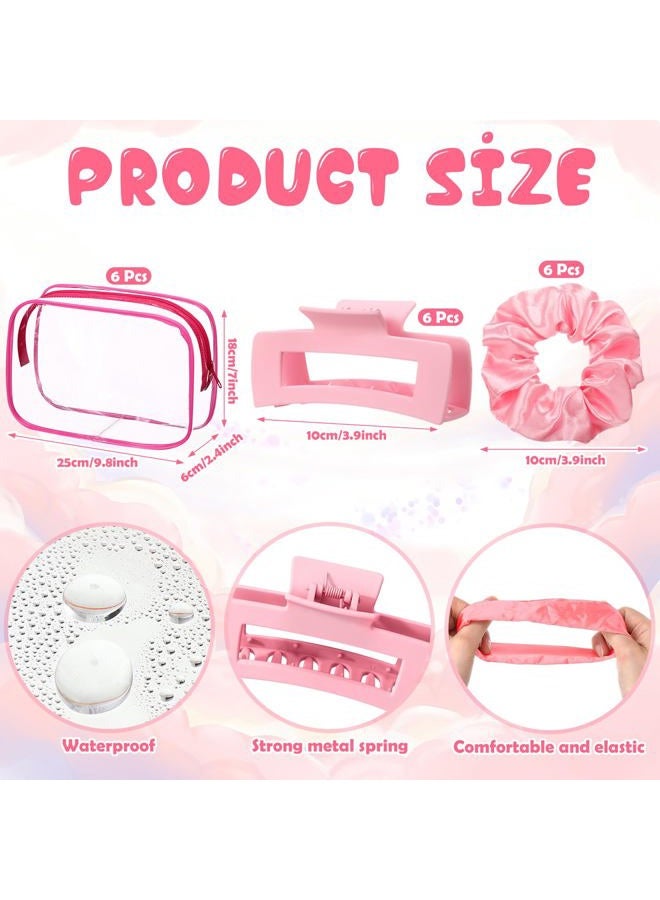 LemonRoad 30Pcs Pink Spa Party Favors Set, 6 Jewelry Box, 6 Plastic Shot Glasses, 6 Cosmetic Bags, 6 Scrunchies, 6 Square Hair Clips Gifts for Women Valentine Galentine Bachelorette Sleepover Supplies - Image 3