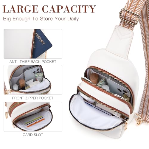 Viverte Crossbody Bags for Women Initial Sling Bag Cross Body Fanny Packs Personalized Gifts for Mom Women Wife (Beige with Brown-A) - Image 5