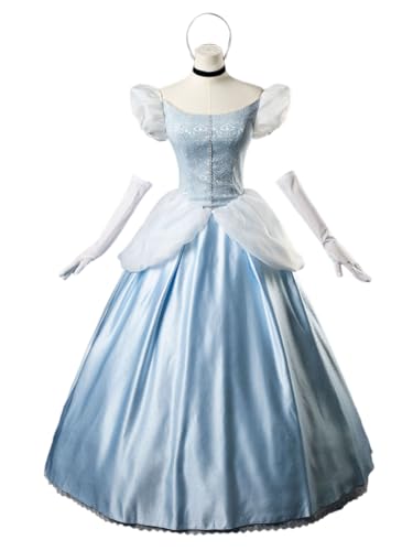 CosFantasy Deluxe Princess Dress Princess Cosplay Costume Blue Satin Ball Gown Prom Dresses Princess Costume Size M - Image 1