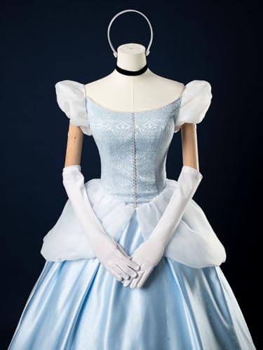 CosFantasy Deluxe Princess Dress Princess Cosplay Costume Blue Satin Ball Gown Prom Dresses Princess Costume Size M - Image 4