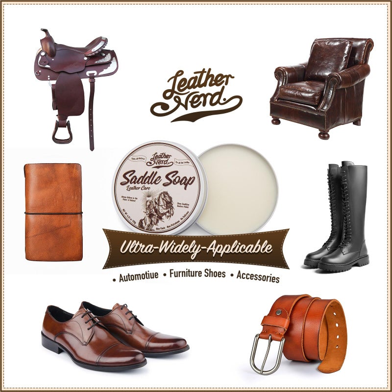 LEATHER NERD Saddle Soap for Leather, Leather Nerd Leather Cleaner Conditioner for Boots, 4.23 Oz with Sponge, All-Natural Protect Soften and Restore Shoes, Jackets, Purses, Gloves, Vinyl, and Leather Products - Image 4
