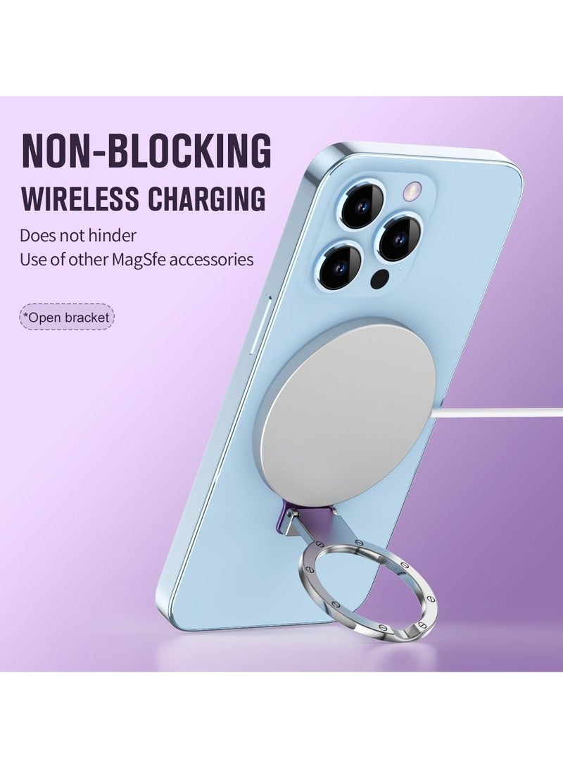 Phone Ring Holder - Phone Ring Grip Stand Finger Kickstand & Ultra-Thin Magnetic Metal Ring for MagSafe Sticker - Compatible with MagSafe Wireless Charger for iPhone MagSafe Accessories  - Image 5