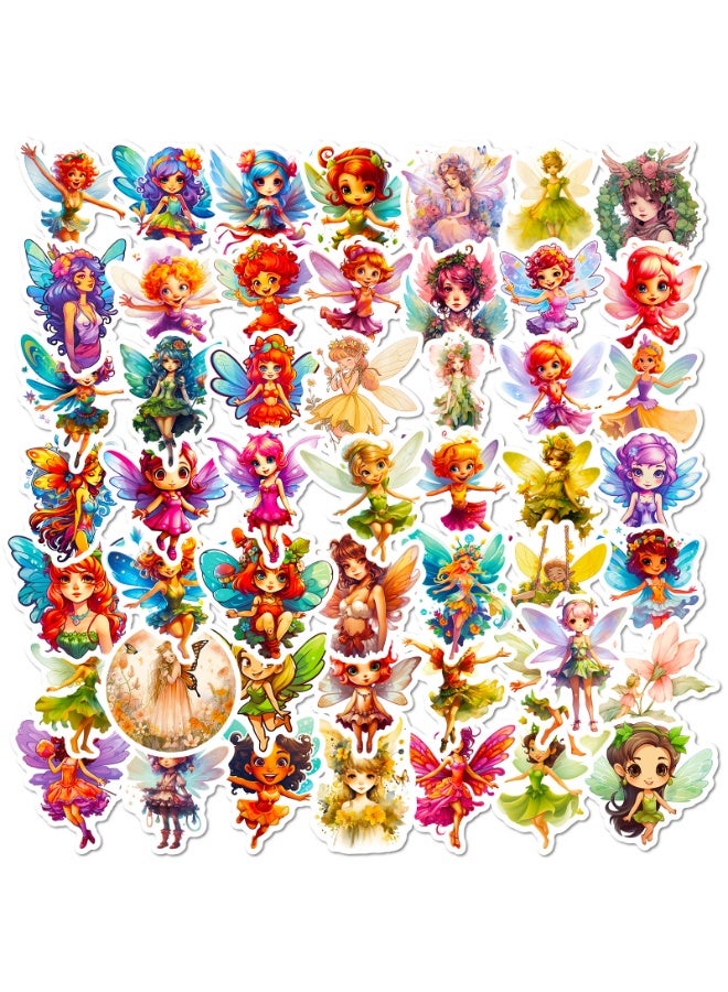 NIBEMINENT 50 Pcs Flower Fairy Elf Deco Kit Waterproof Stickers, High Definition Printing Bright Colors, Suitable for Laptop Skateboard Luggage Water Bottle Guitar DIY - Image 2