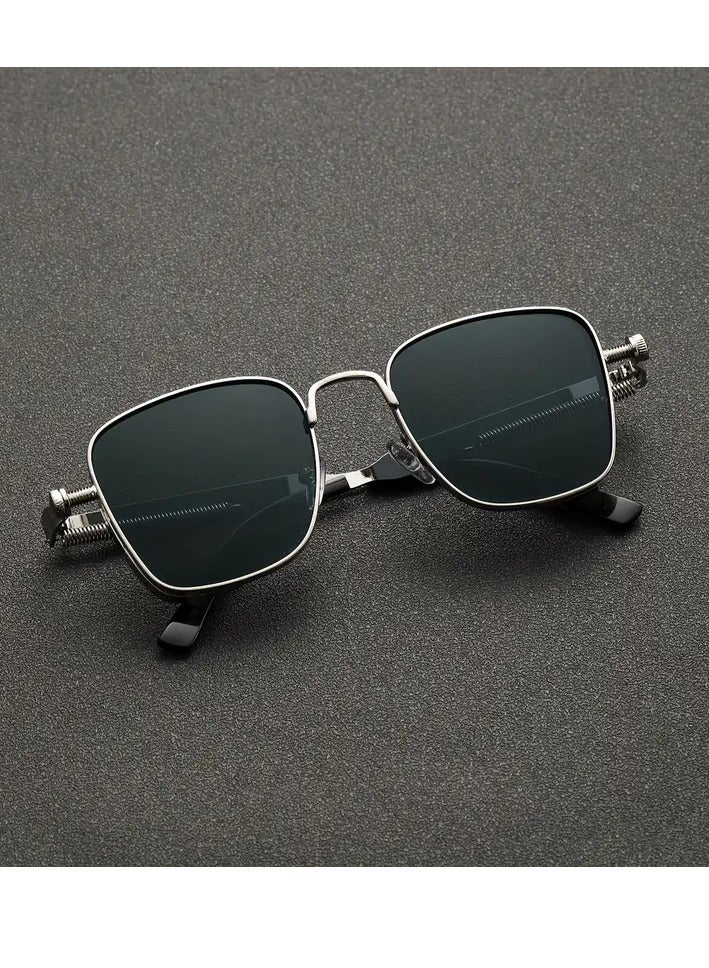 Retro Cool Steampunk Glasses Silvery Square Metal Frame Fashion Glasses For Men Women Outdoor Sports - Image 3