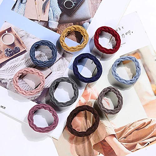 Elina 30 Pcs Fancy Multi Color Elastic Hair Ponytail Holder Thick Soft Cotton Non Slip Tight Stretchable Rubber Bands for School Girls, Kids, Women, Hair tie (Pack of 30)(Dark Multicolors) - Image 3