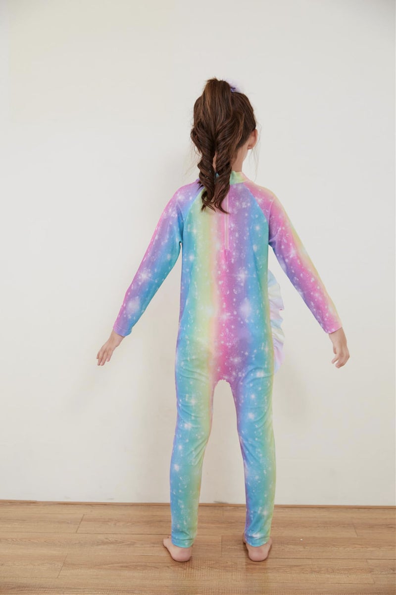 FancyDressWale Swimming Costume Full Body Coverage Bathing Suits for Girls wtih Goggles (in, Age, 4 Years, 6 Years, Regular, Unicorn Moon) - Image 3