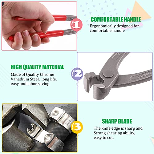 Keadic 52Pcs Ear Hose Clamp Crimping Tool and PEX Pipe Cutter for 1/8 inch-1 1/4 inch Tube with [6mm to 18.5mm] 304 Stainless Steel Clamps, PEX Cinch Fastening Tool for Automotive Marine Motorcycl - Image 3