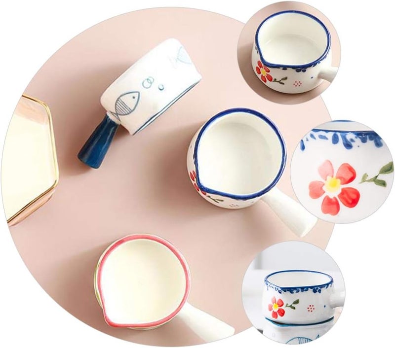 comfrt Enamel Milk Pan Butter Warmer Ceramics Soup Pot Porcelain Gravy Boat Saucepan Pan Milk Pot Small Cookware with Pour Spouts for Boiling Milk Butter Coffee Baby Food - Image 4