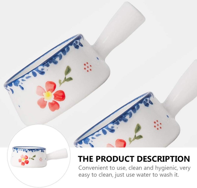 comfrt Enamel Milk Pan Butter Warmer Ceramics Soup Pot Porcelain Gravy Boat Saucepan Pan Milk Pot Small Cookware with Pour Spouts for Boiling Milk Butter Coffee Baby Food - Image 3