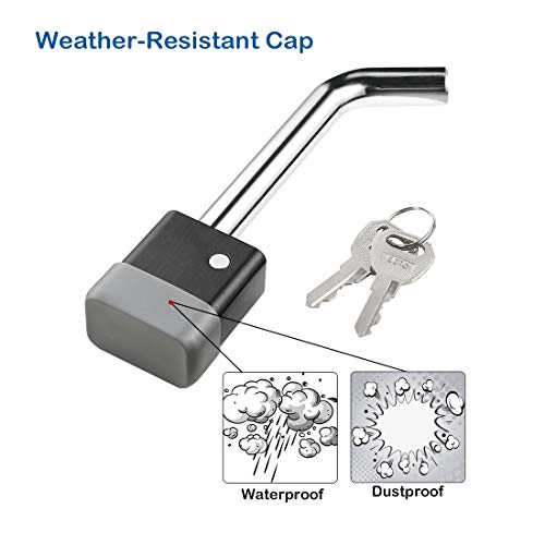 CZC AUTO Trailer Hitch Receiver Lock, Padlock Style and Swivel Head，Dia 5/8 Inch Bent Pin for Class III IV 2 2-1/2 Inch Receiver, Fits Bike Rack Tray Ball Mount for Towing Trailer Truck Car Boat RV - Image 4