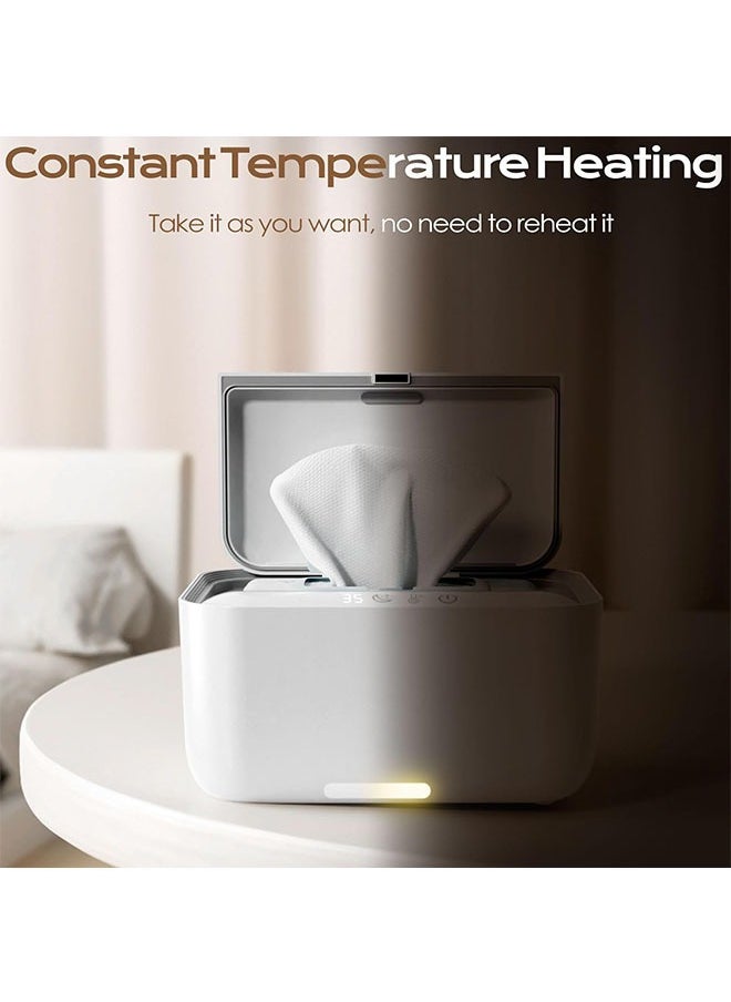 CONOYAR - CONOYAR Baby Wipe Warmer With 3 Level Surround Temperature Control, Large Capacity Diaper Water Wipes Warmer with LED light for Most Wipe, Towel, Wet Wipe Dispenser Holder Lock in Freshness, White - Image 1