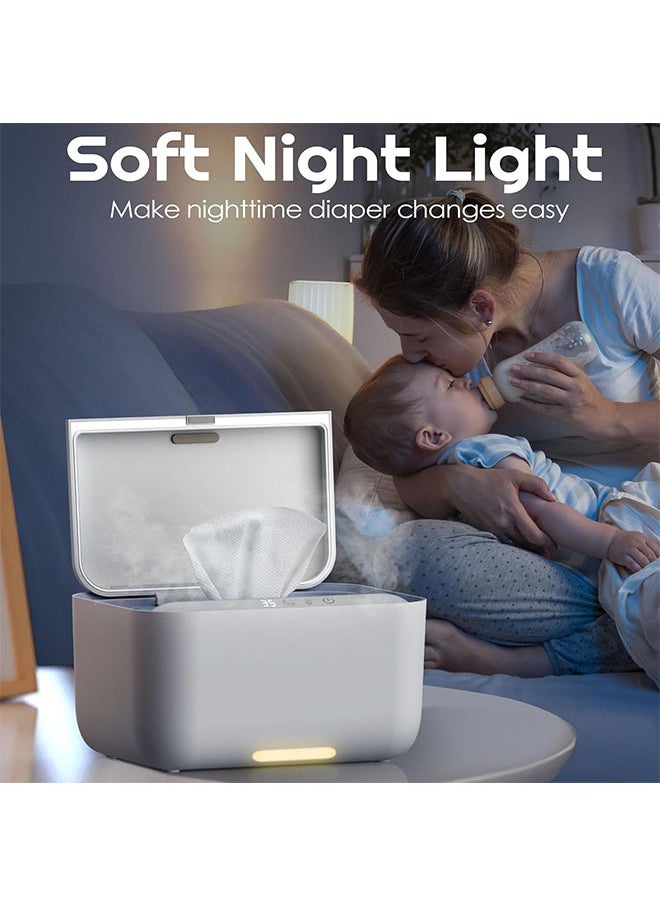CONOYAR - CONOYAR Baby Wipe Warmer With 3 Level Surround Temperature Control, Large Capacity Diaper Water Wipes Warmer with LED light for Most Wipe, Towel, Wet Wipe Dispenser Holder Lock in Freshness, White - Image 1