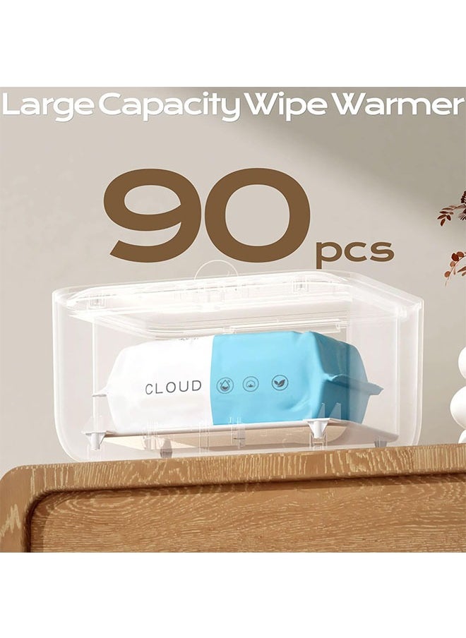 CONOYAR - CONOYAR Baby Wipe Warmer With 3 Level Surround Temperature Control, Large Capacity Diaper Water Wipes Warmer with LED light for Most Wipe, Towel, Wet Wipe Dispenser Holder Lock in Freshness, White - Image 1
