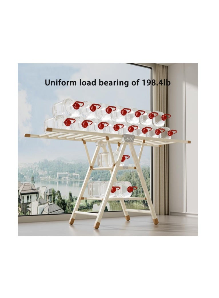 ZUCNG Large Folding Clothes Dryer Clothes Drying Rack, Metal Laundry Drying Rack Free-Standing Drying Rack Clothing for Indoor Outdoor Windproof 3 Tier - Image 5