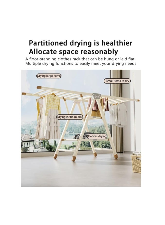 ZUCNG Large Folding Clothes Dryer Clothes Drying Rack, Metal Laundry Drying Rack Free-Standing Drying Rack Clothing for Indoor Outdoor Windproof 3 Tier - Image 3