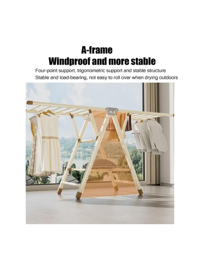 ZUCNG Large Folding Clothes Dryer Clothes Drying Rack, Metal Laundry Drying Rack Free-Standing Drying Rack Clothing for Indoor Outdoor Windproof 3 Tier - Image 4