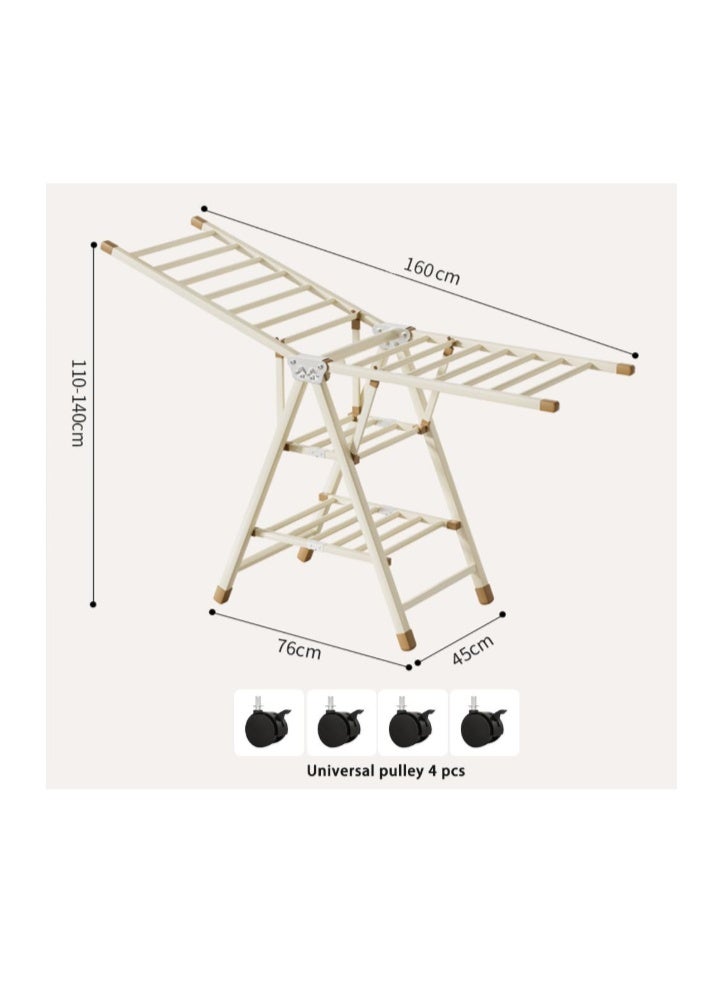 ZUCNG Large Folding Clothes Dryer Clothes Drying Rack, Metal Laundry Drying Rack Free-Standing Drying Rack Clothing for Indoor Outdoor Windproof 3 Tier - Image 2