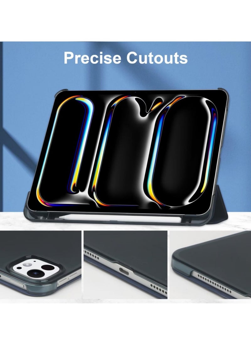 Best Choice Products - For iPad Pro 11 Inch Case 2024 5th Gen(M4) with Pencil Holder,Slim Trifold Stand Case,Support Touch ID and Auto Wake/Sleep,Blue - Image 1