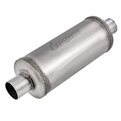 Upower 25 Inlet Universal Resonator 6 x 14 Body 20 Whole Length Diesel Exhaust Muffler  Straight Through Stainless Steel TBM2616 Welded On Resonator Muffler