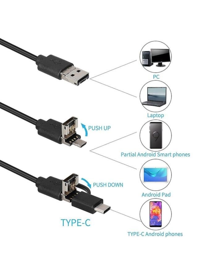 EasyLife 5.5mm Endoscope Camera boroscope Snake Flexible IP67 Waterproof Camera 3 in 1 Type c USB v Type Port and 6 led Light with 2m Length Cable - Image 2