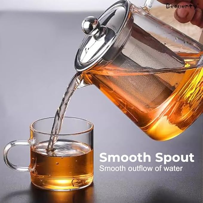 Beauenty 1300Ml 44Oz Stove Top Tea KettlesGlass Tea Pot With Removable Stainless Steel Filter StrainerHeatResistant Glass Tea Pot 1300Ml - Image 5