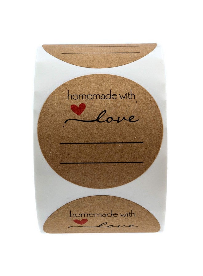 إس بي ليبلز ملصق Homemade With Love مقاس 2 بوصة مع خطوط كتابة / ملصق تعليب Homemade With Love دائري مقاس 2 بوصة / لفة ملصقات برطمان تحتوي على 500 قطعة / صنع في الولايات المتحدة الأمريكية - Image 2