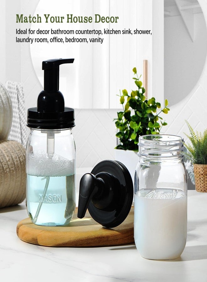 Amolliar Plastic Mason Jar Foaming Soap Dispenser with Pump Lid,16OZ Refillable Hand Soap Dispenser Set with Cute Lables - Farmhouse Decor for Kitchen/Bathroom, Lotion Liquid Dish Soap (2 Pack, Black) - Image 4