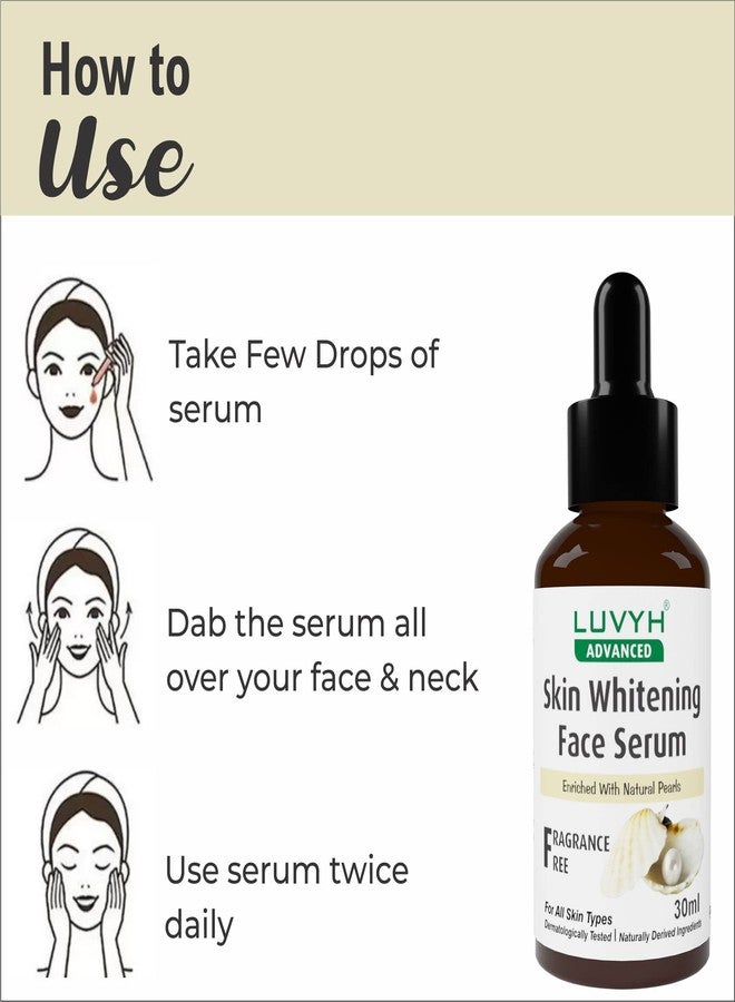 Luvyh Skin Brightening Face Serum |Deep Moisturization & Nourishing |Glowing And Radiant Skin |Skin Lightening | Increase Skin Fairness (Natural Pearls) For Men & Women All Skin Type-30ML - Image 5