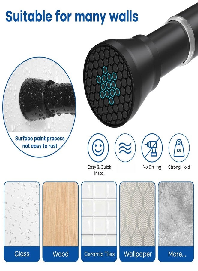 QINGYUN Black Tension Curtain Rod 28 to 48 Inch Spring Rod No Drilling Adjustable Shower Curtain Rod for Windows, Bathrooms, Closet, Kitchen - Image 4